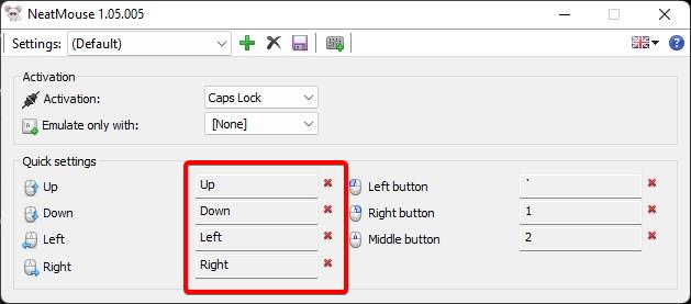 矢印キーを使用してカーソルを移動するようにneatmouseを構成します